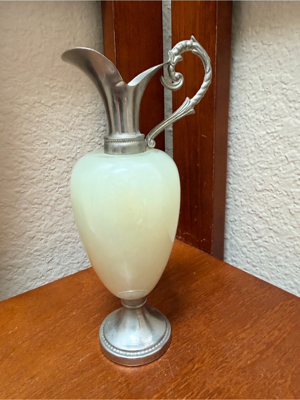 Vintage Onyx Amphora Vase Pewter Handle Italian Metal Stone Decor…